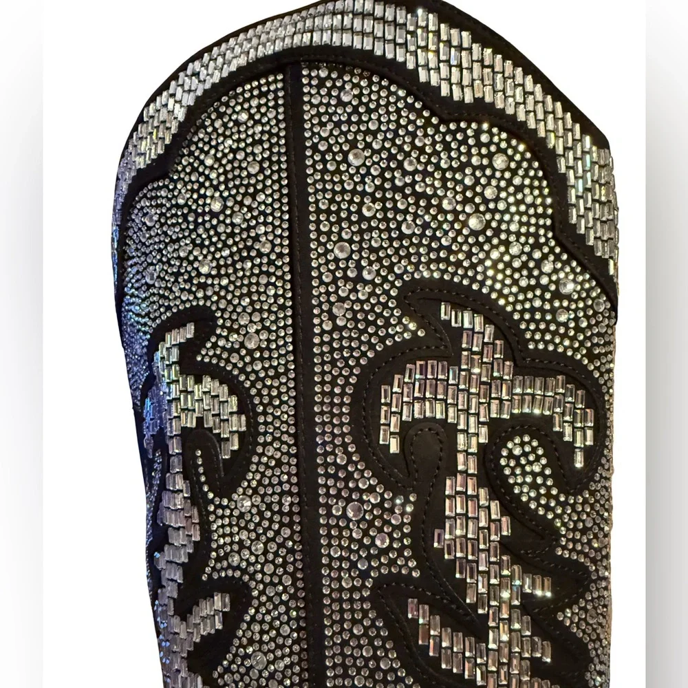 INC International Concepts NWT Sz 6.5 Black Rhinestone Embellished Boots (SH150) - Picture 7 of 15